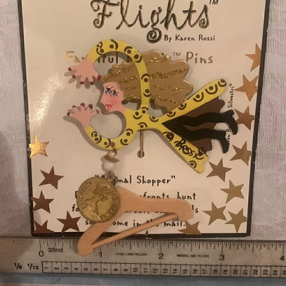 Karen Rossi Fanciful Flights Animal Shopper Lapel Pin